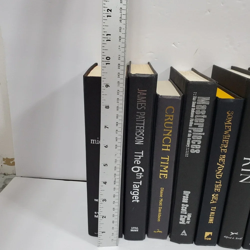 Shelf Staging Library Modern Decorative Black Silver Hardcover Books Set Lot 12